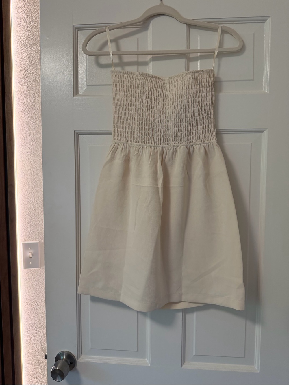 Cream Strapless Mini Dress - Picture 3 of 5